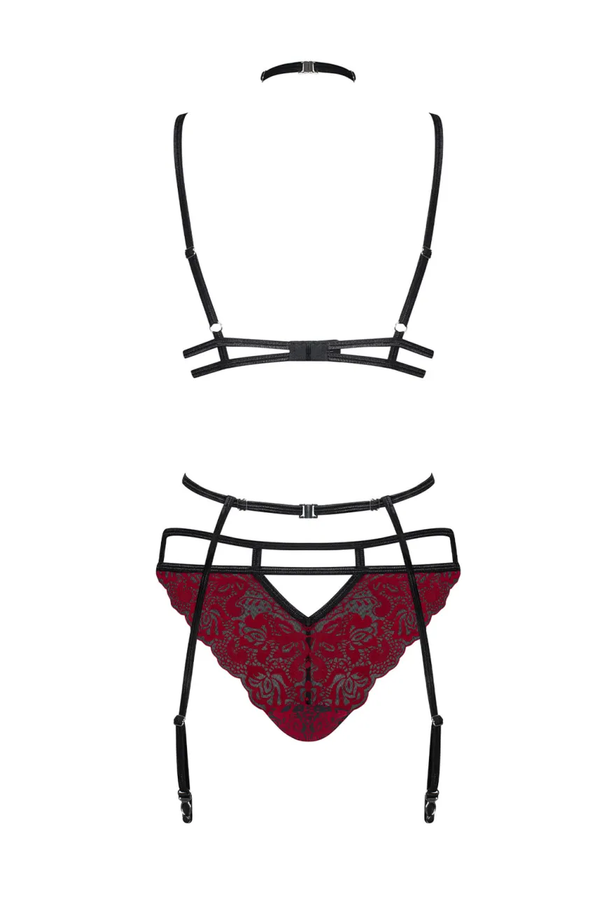 Obsessive - Sugestina 3 teiliges Straps Set rot
