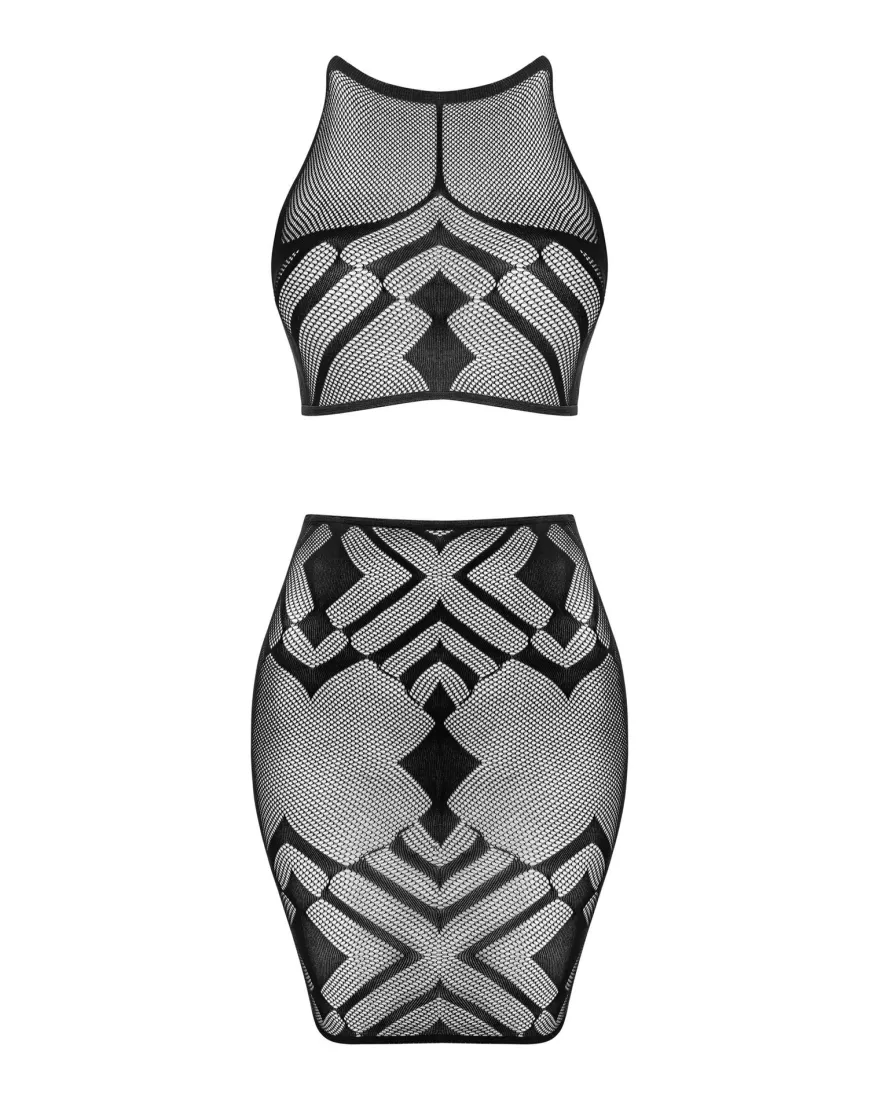 Obsessive - Top und Rock Set aus Netz