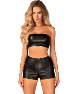 Obsessive - Wetlook Top aus weichem Material schwarz
