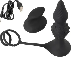 Rebel - Butt Plug with Cock and Ball Rings mit Fernbedienung