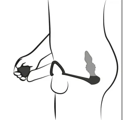 Rebel - Butt Plug with Cock and Ball Rings mit Fernbedienung