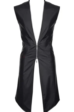 Regnes Fetish Planet - Halblanger Wetllook Herren Mantel schwarz
