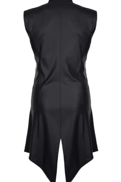 Regnes Fetish Planet - Halblanger Wetllook Herren Mantel schwarz