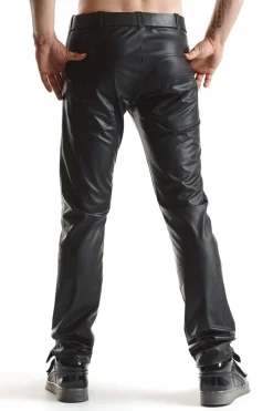 Regnes Fetish Planet - Lange Wetlook Herren Hose schwarz
