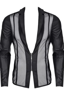 Regnes Fetish Planet - Mesh-Wetlook Jacke schwarz