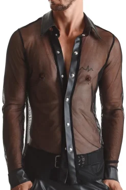 Regnes Fetish Planet - Netz-Wetlook Hemd schwarz