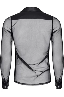 Regnes Fetish Planet - Netz-Wetlook Hemd schwarz