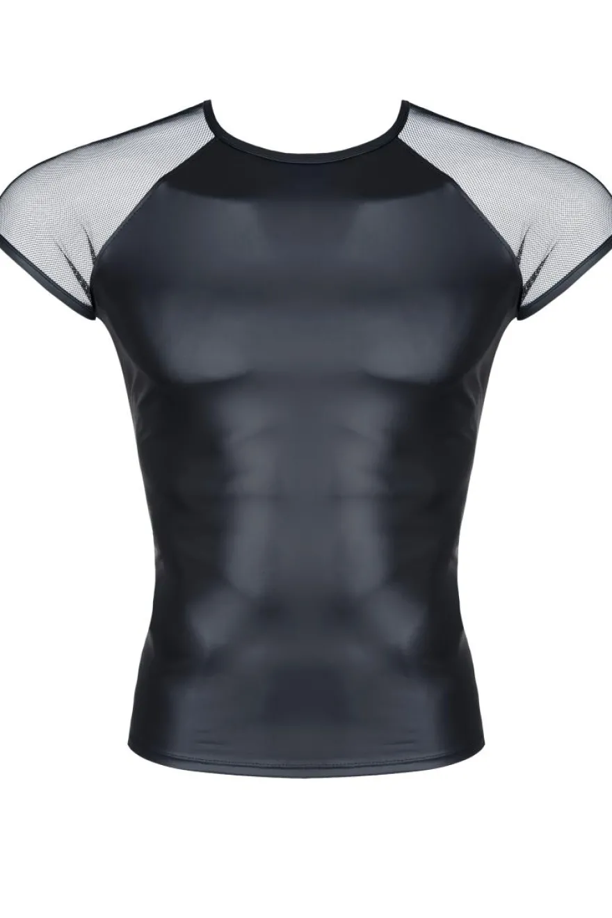 Regnes Fetish Planet - Wetlook-Tüll-T-Shirt TSH017 schwarz
