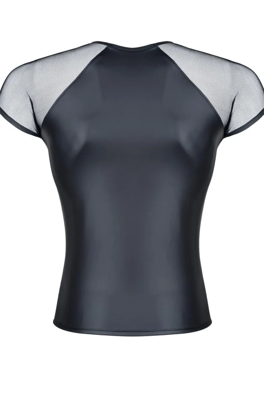 Regnes Fetish Planet - Wetlook-Tüll-T-Shirt TSH017 schwarz