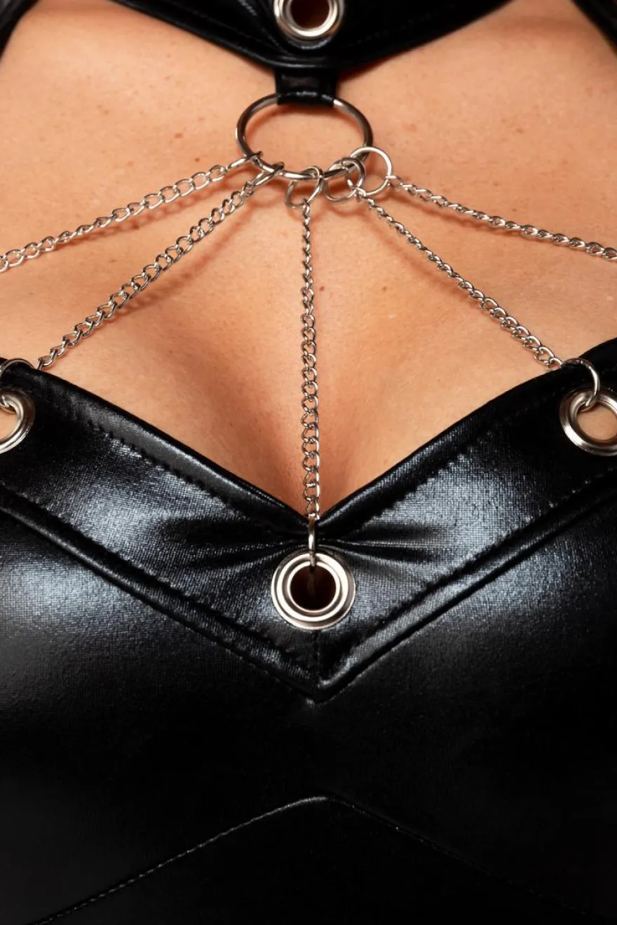 Saresia - Wetlook Minikleid mit Puffärmeln