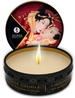 Shunga - Massage Kerze Romance „Prickelnder Erdbeer-Wein“, 30ml
