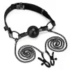 Steamy Shades - Ball Gag with Nipple Clamps schwarz