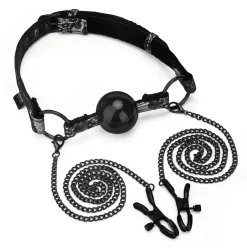 Steamy Shades - Ball Gag with Nipple Clamps schwarz