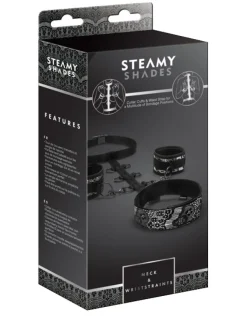 Steamy Shades - Fesselsystem - Halsband mit Manschetten und Hüftgurt