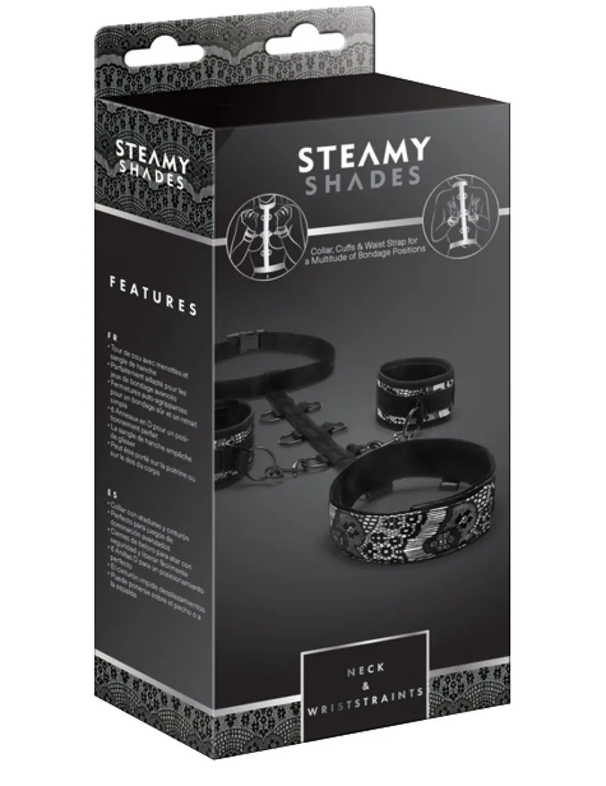 Steamy Shades - Fesselsystem - Halsband mit Manschetten und Hüftgurt