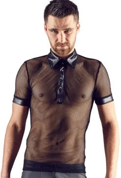 Svenjoyment - Netz-Shirt in schwarz