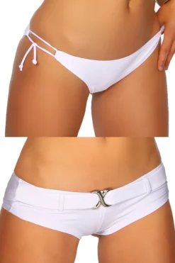 Zugeschnürt Shop - Push-Up Bikini & 2 Pantys mit Gürtel weiß